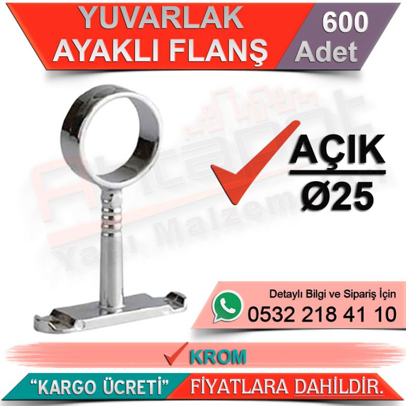 Yuvarlak Ayaklı Flanş Açık Ø25 Krom (600 Adet) - Mobilya Hırdavat