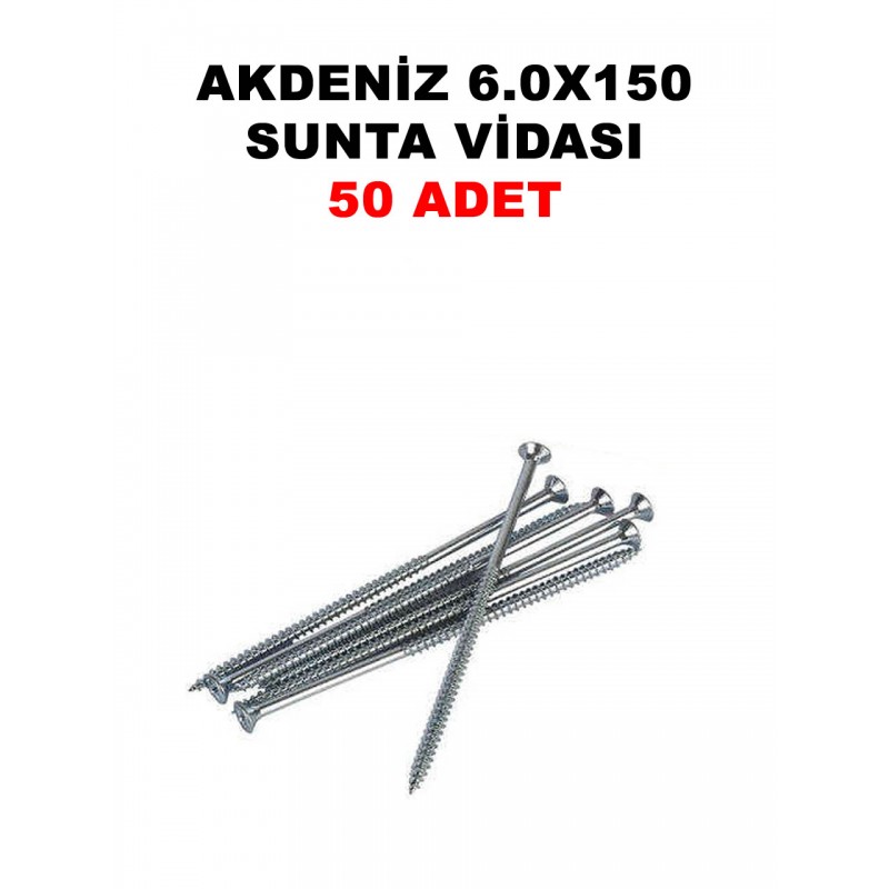 AKDENİZ 6.0X150 SUNTA VİDASI 50 ADET