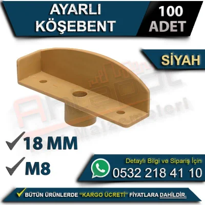 18 Mm Adjustable Angle M8 Black (100 Pieces)
