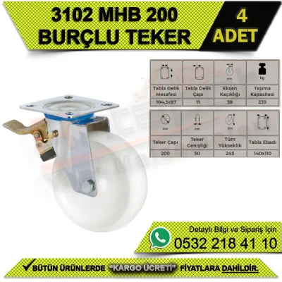 3102 MHB 200 Tablalı Burçlu Teker Frenli (4 ADET)