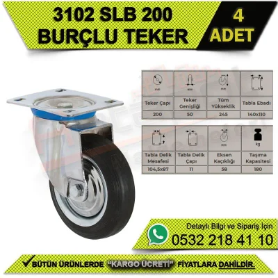 3102 SLB 200 Tablalı Burçlu Teker (4 ADET)