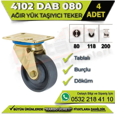 4102 DAB 080 Ağır Yük Taşıyıcı Döküm Teker (4 ADET)