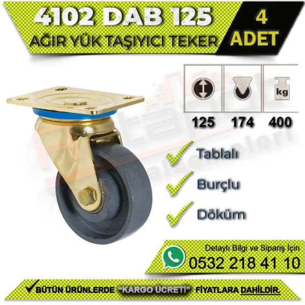 4102 DAB 125 Heavy Load Carrier Cast Wheel (4 PCS) - Wheels 4102 DAB 125 Heavy Load Carrier Cast Wheel (4 PCS) | Wheels