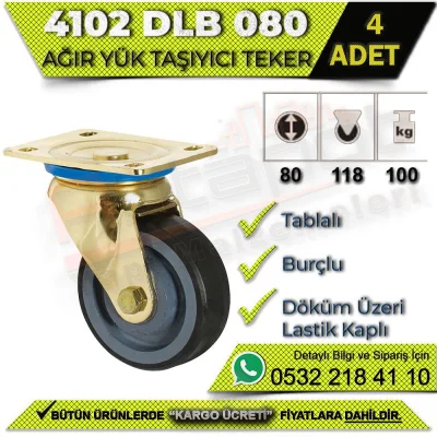 4102 DLB 080 Ağır Yük Taşıyıcı Döküm Teker (4 ADET)