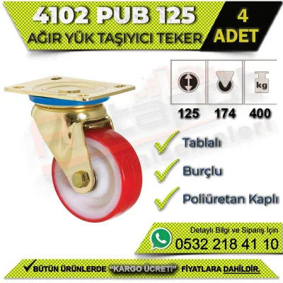 4102 PUB 125 Ağır Yük Taşıyıcı Teker (4 ADET)