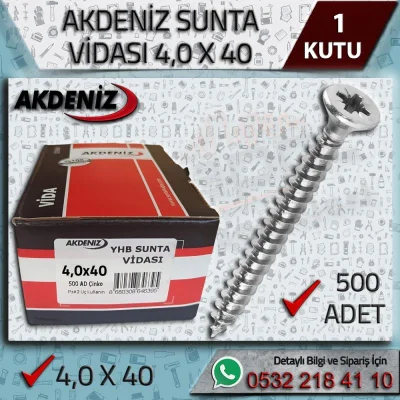 Akdeniz 4x40 Chipboard and Wood Screw Pack of 500