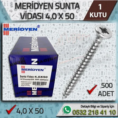 4x50 Sunta Vidası (PAKET) 500 Adet | MERİDYEN