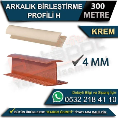 Arkalık Birleştirme Profili H 4 Mm Krem (300 Metre)