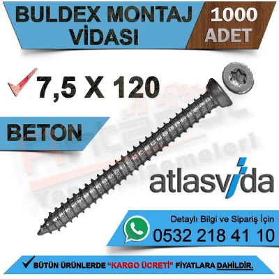 برغي تركيب Atlas Buldex 7,5X120 (1.000 قطعة)