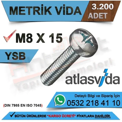 Atlas Metric Screw Ysb M8.0X15 (3.200 Pieces)
