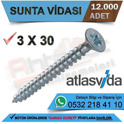 Atlas Chipboard Screw 3.0X30 (12,000 Pieces)
