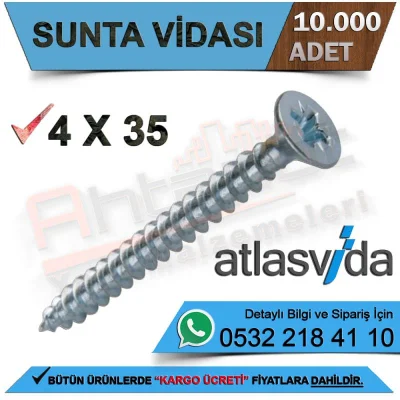 Atlas Chipboard Screw 4.0X35 (10,000 Pieces)