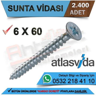 Atlas Chipboard Screw 6.0X60 (2.400 Pieces)
