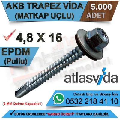 لقمة ثقب لولبية شبه منحرفة من أطلس 4,8 × 16 (5000 قطعة)