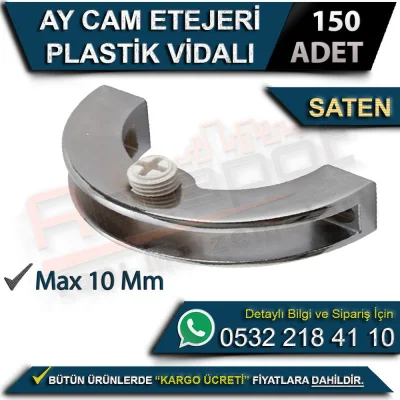 Moon Glass Shelf with Plastic Screw Max 10 Mm Satin (150 Pieces)
