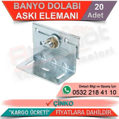 Banyo Dolabı Askı Elemanı Çinko (20 Adet)