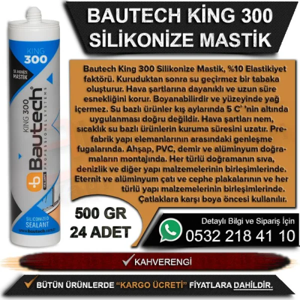 Bautech King 300 Silikonize Mastik 500 Gr Bautech King 300 Silikonize Mastik 500 Gr