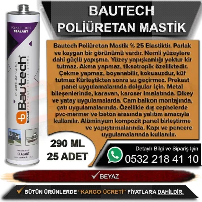 Bautech Polyurethane Sealant 290 ML White (25 Pcs)
