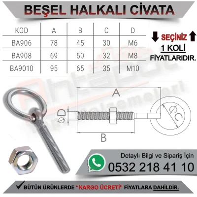 Beşel Halkalı Civata M6 (480 Adet)