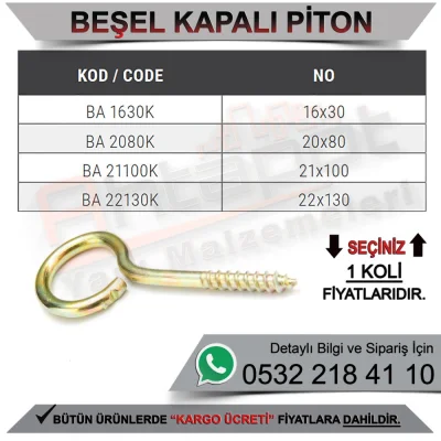 Beşel Kapalı Piton 16x30 (4.000 Adet)