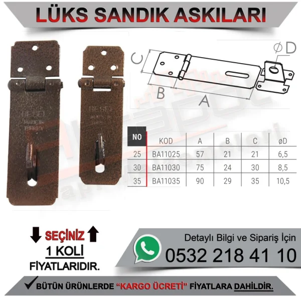 Beşel Sandık Askısı Bakır Boyalı No:30 Beşel Sandık Askısı Bakır Boyalı No:30