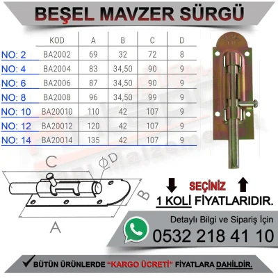 Beşel Mavzer Sürgü No:8 (324 Adet)