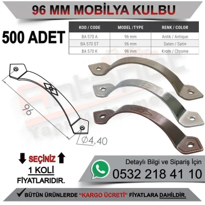 Beşel Mobilya Kulbu 96 Mm Krom (500 Adet)