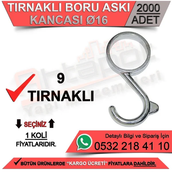 Boru Askı Kancaları Tırnaklı Ø16 Krom (2000 Adet) - Askılar Boru Askı Kancaları Tırnaklı Ø16 Krom (2000 Adet) | Askılar