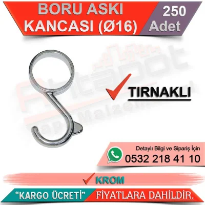Boru Askı Kancaları Tırnaklı Ø25 Krom (250 Adet)
