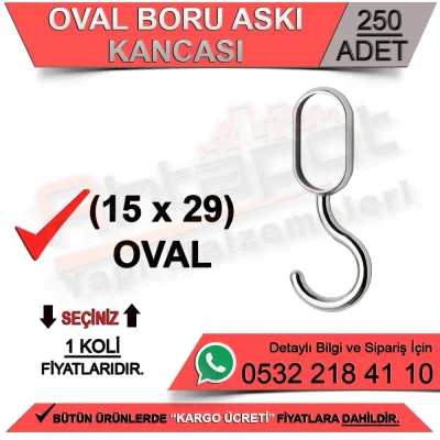 Boru Askı Kancası Oval 15x30 Krom (250 Adet)