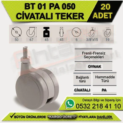 BT 01 PA 050 Cıvatalı Tekerlek (20 Adet)