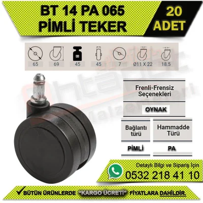 BT 14 PA 065 65’lik Segmanlı Pimli PA teker (20 ADET)