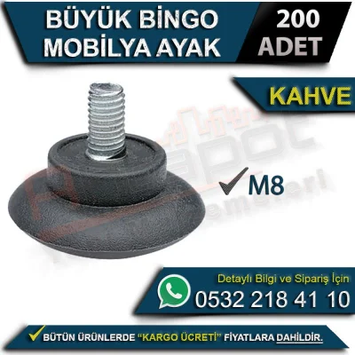Büyük Bingo Mobilya Ayak M8 Kahve (200 Adet)