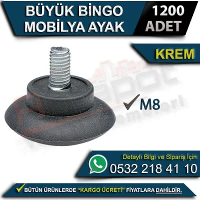 Büyük Bingo Mobilya Ayak M8 Krem (1200 Adet)