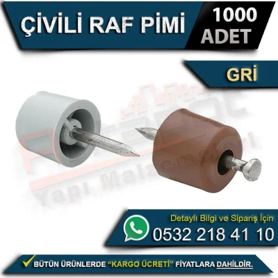 Çivili Raf Pimi Gri (1000 Adet)