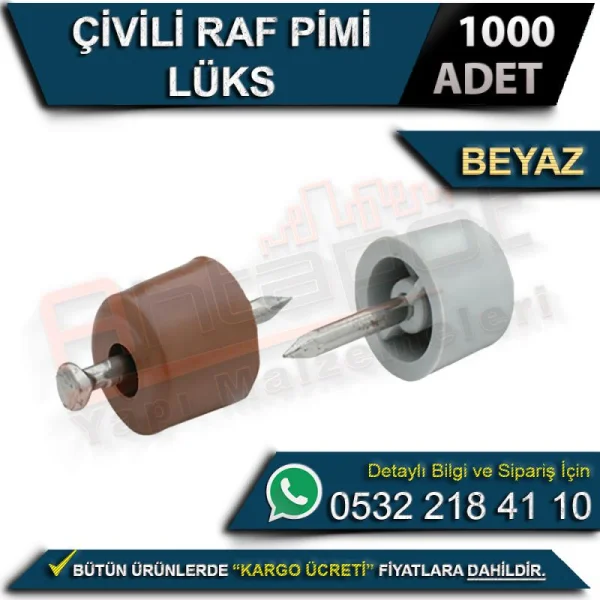 Çivili Raf Pimi Lüks Beyaz (1000 Adet) - Raf Pim Çeşitleri Çivili Raf Pimi Lüks Beyaz (1000 Adet) | Raf Pim Çeşitleri
