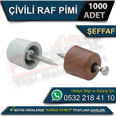 Çivili Raf Pimi Şeffaf (1000 Adet)