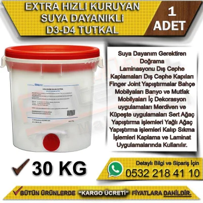 D3-D4 Extra Hızlı Kuruyan Suya Dayanıklı Mobilya Tutkalı 30 Kg D3-D4 Extra Hızlı Kuruyan Suya Dayanıklı Mobilya Tutkalı 30 Kg