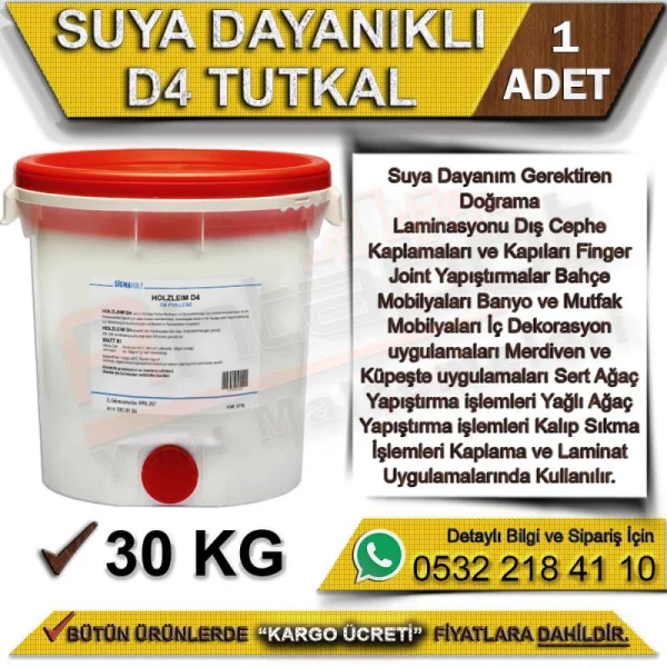 D4 Suya Dayanıklı Mobilya Tutkalı 30 Kg - Yapıştırıcılar D4 Suya Dayanıklı Mobilya Tutkalı 30 Kg | Yapıştırıcılar