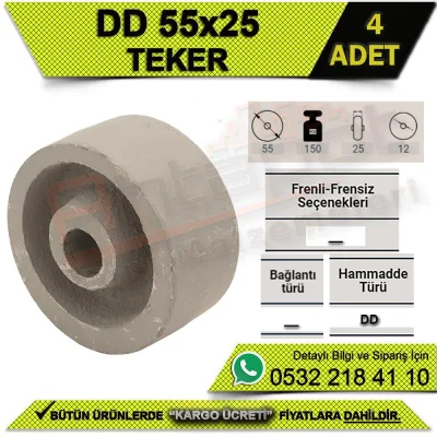 DD 55x25 Demir Döküm Teker (4 ADET)