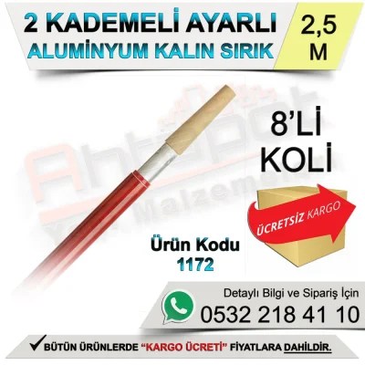 Dekor 1172 2 Kademeli Ayarlı Alüminyum Kalın Sırık 2,5 Mt (8 Adet)