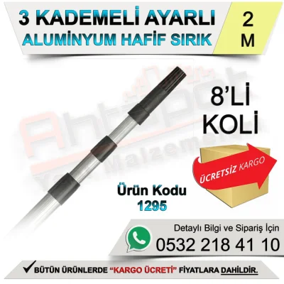 Dekor 1295 3 Kademeli Ayarlı Alüminyum Hafif Sırık 2 Mt (8 Adet)