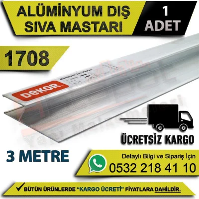 Dekor 1708 Alüminyum Dış Sıva Mastarı 3 Mt (1 Adet)