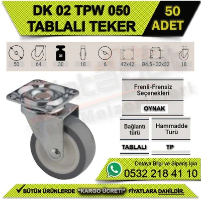 Dk 02 Tpw 050 Tablalı Beyaz Teker (50 Adet)