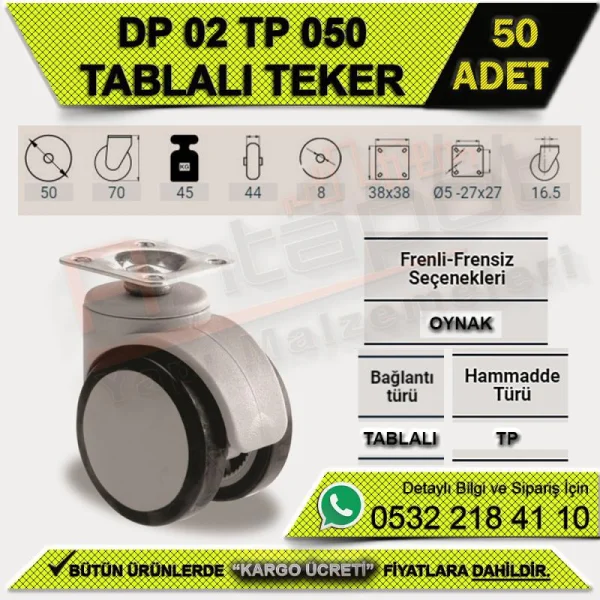 DP 02 TP 050 TABLALI TEKER (50 ADET) - Tekerlekler DP 02 TP 050 TABLALI TEKER (50 ADET) | Tekerlekler