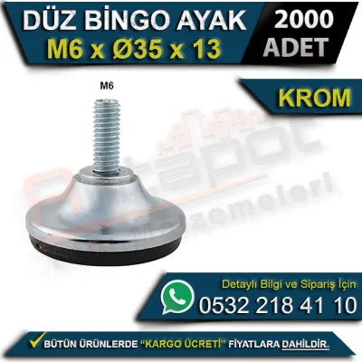 Düz Bingo Ayak M6xø35x13 Krom (2000 Adet)