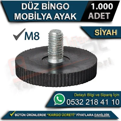 Düz Bingo Mobilya Ayak M8 Siyah (1000 Adet)