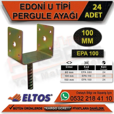 Edoni U Type Pergule Foot 100 Mm (24 Pieces)