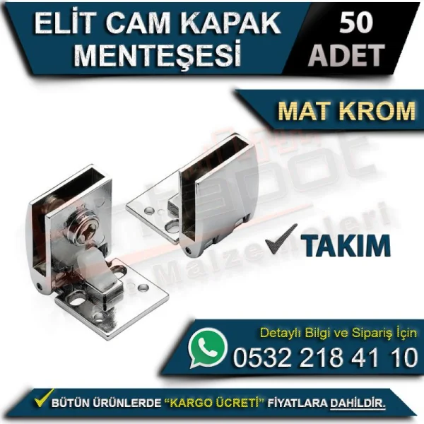 Elit Glass Door Hinge Set Matt Chrome (50 Pieces) - Hinges Elit Glass Door Hinge Set Matt Chrome (50 Pieces) | Hinges
