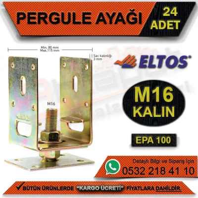 Eltos Epa100 Pergola Foot Thick M16 (24 Pieces)